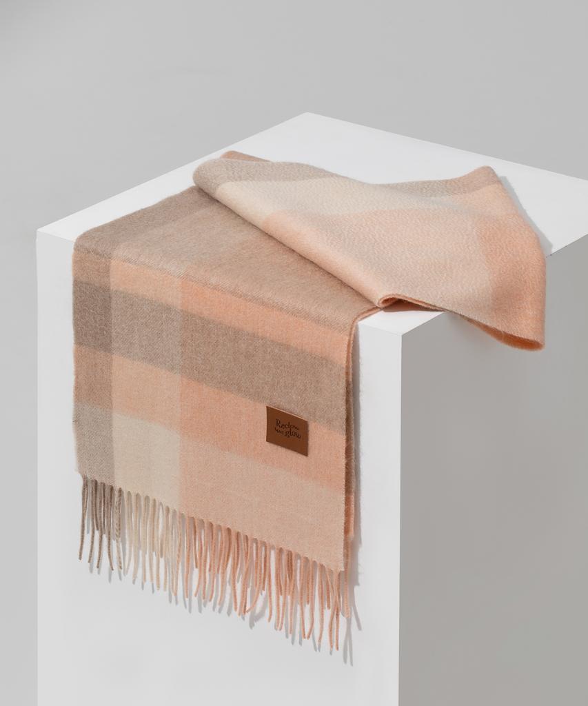 Likkeullou Rc 100% Cashmere Check Scarf Orange