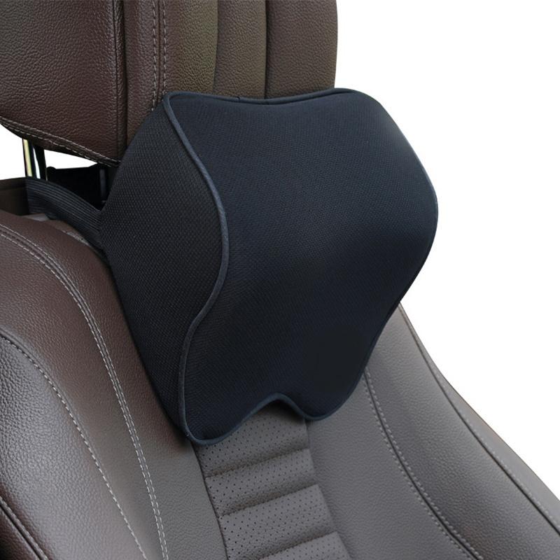 1Pcs PU Leather Knitted Car Pillows Headrest Neck Rest Cushion Support Seat Accessories Auto Black Safety Pillow Universal Decor