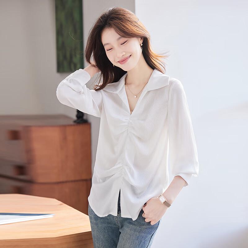 Women's V-Neck Long Sleeve Chiffon Commuter Blouse