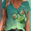 Ladies' Gradient Eye Frog Printed T-shirt