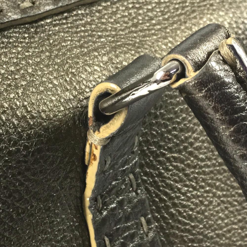 Fendi Selleria Stitch Tote Bag Flap Hand Bag Leather Metallic Gold Based