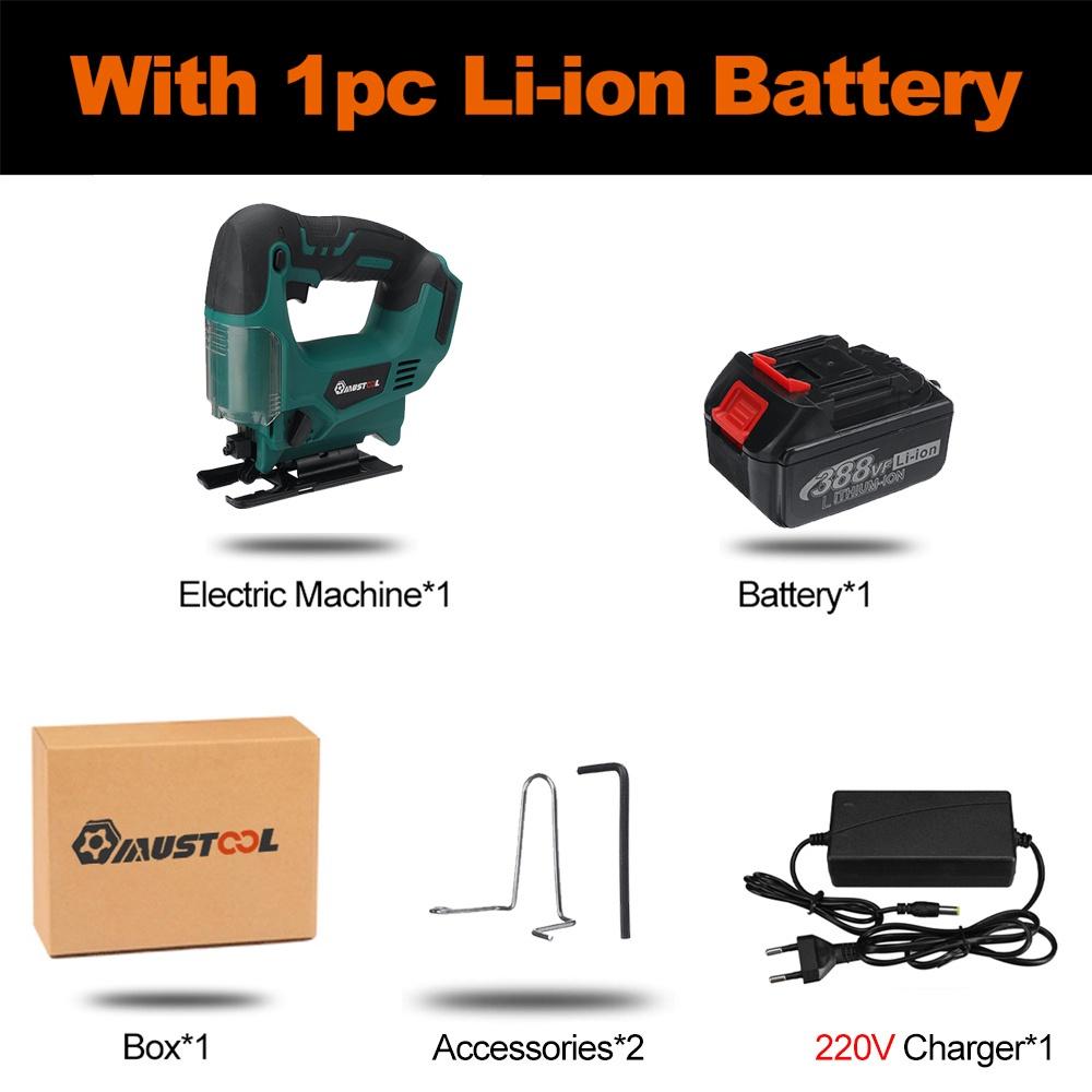 

Регулируемая беспроводная электрическая лобзиковая пила для дерева и металла, бесщеточная электропила для деревообработки, электроинструменты для аккумулятора Makita 18 В 1 x battery