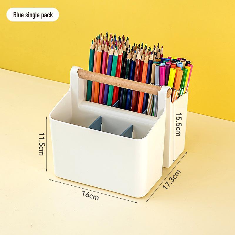 

Handheld Colored Pencil & Marker Storage Box with Compartments – Large Capacity Pen & Brush Organizer for Students
