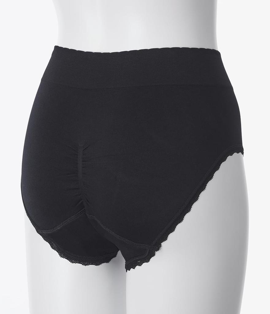 Full Compatible with Winged Soft Size M [Peach John] Seamless, Soft, Stretchy, Coverage, High-rise, Pads, Lace-up, Fit, Sanitary, Black,