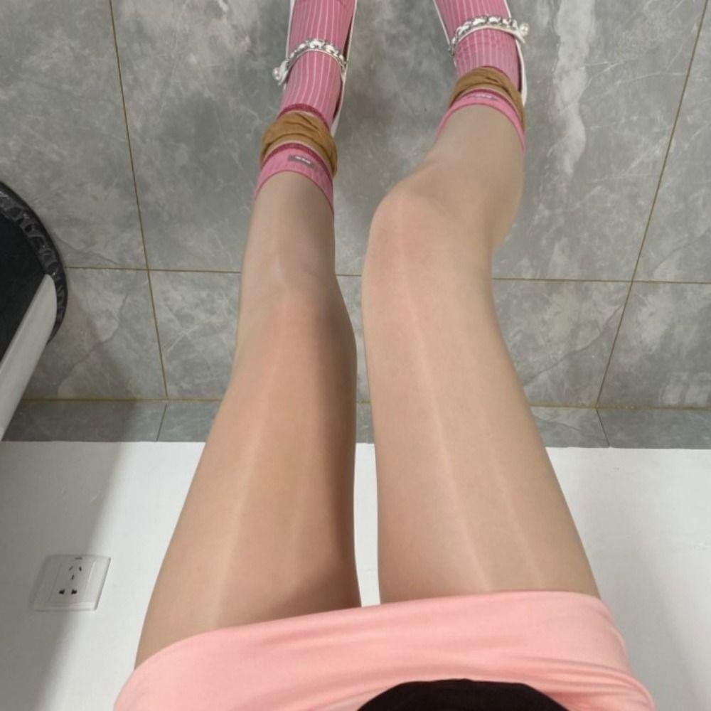 Oil Bright Shimmer Tights 360°Seamless Crotch High-Density Shaping Silk Stockings Wet Look Stretch Shiny Oil Stockings Women
