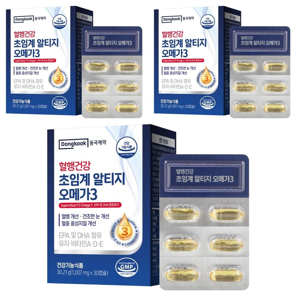 Dongkook Pharmaceutical Blood Circulation Health Supercritical RTG Omega-3 30.21g 30 Tablets 3 Pcs