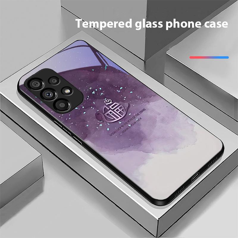 Sending Blessings For Samsung Galaxy S 8 9 10 20 Plus 21 FE 22 23 24 Ultra S7 Edge Black Tempered Glass Phone Case Hard Shell