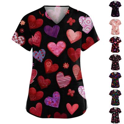 Women's Fashion V-Neck Short Sleeve Overalls With Pockets  Print Tops  Clothes