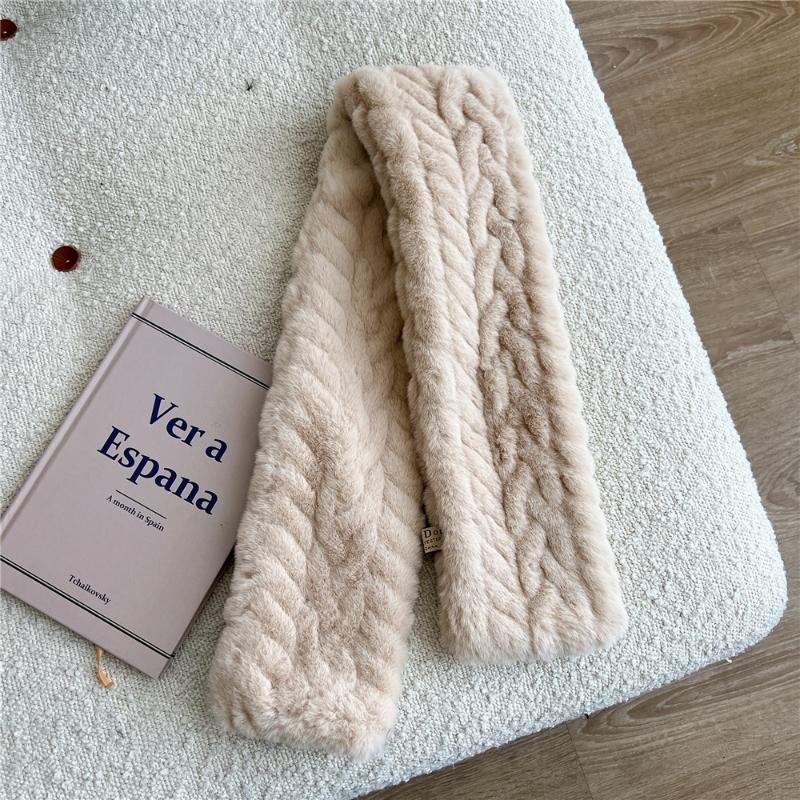 Neuer Imitat Rexkaninchenfell Kreuzschal Winddicht Kältefest Halskragen Dick Warmhalten Gestricktes Halstuch Damen