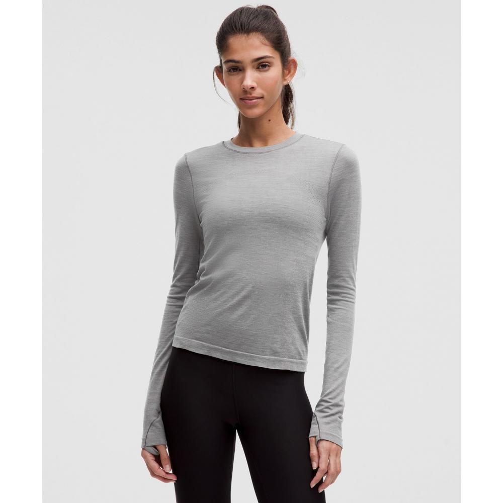

Lululemon Рубашка Swiftly Wool с длинным рукавом, длина талии, сланцево-белый XXXS