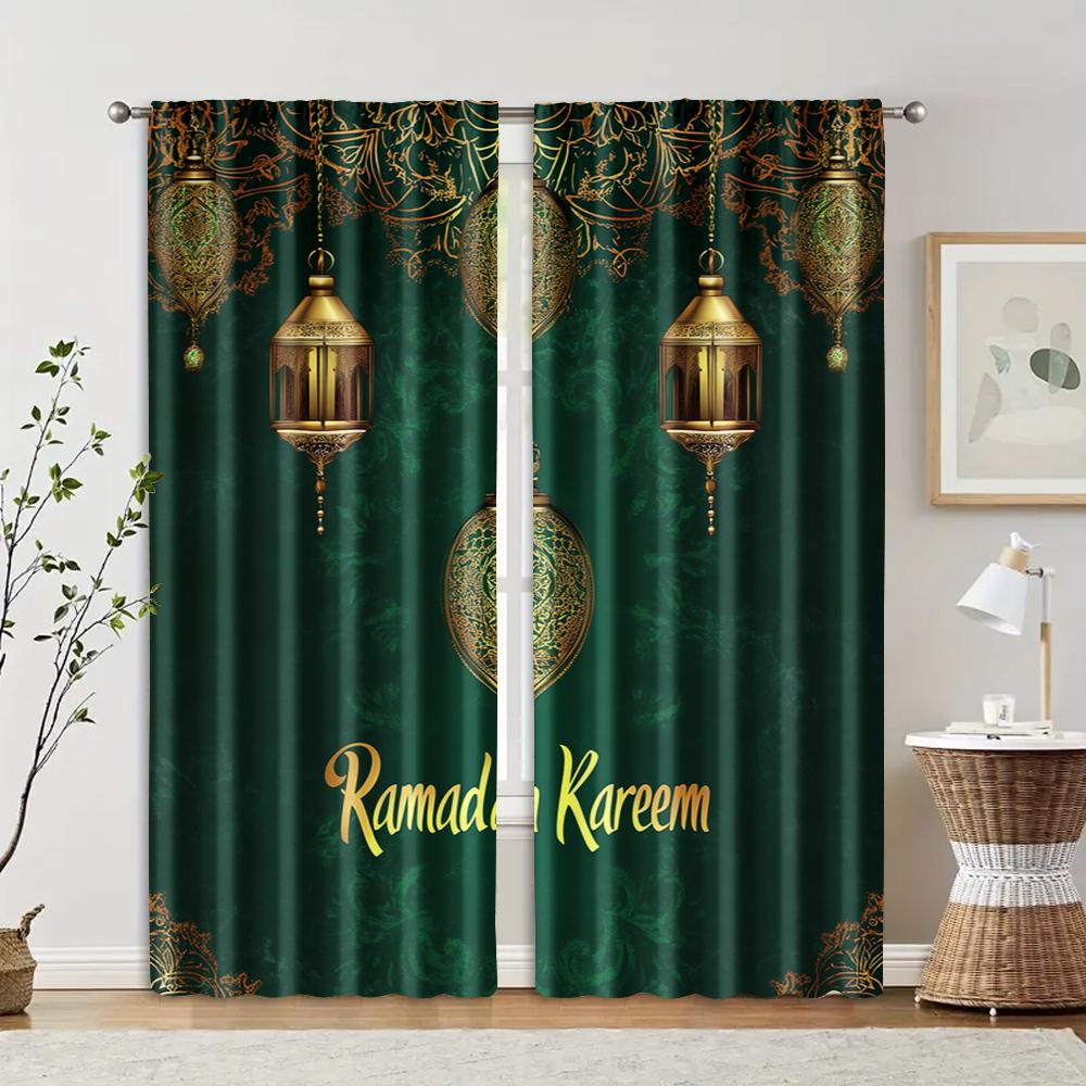 2pcs, Curtains Modern Ramadan Kareem Mandala Polyester Woven (without rod) Versatile All for Season Home Decor for Living Room &