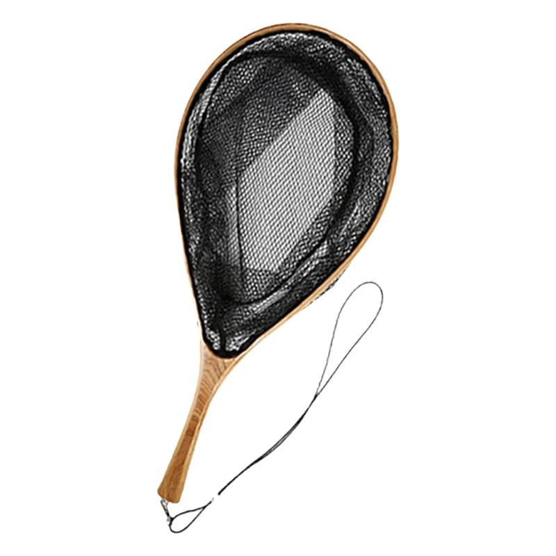 Wooden Poles Fishing Landing Net with Lanyard Fishing Net Portable for Adult Unisex Landing Net with Comfortable Handle