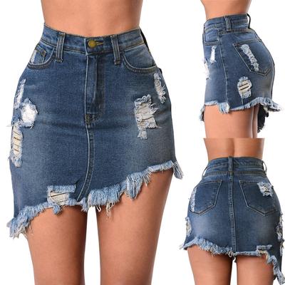 Moda Femei Solid Albastru Talie Înaltă Nasturi Agrement Scurt Casual Mini Fusta