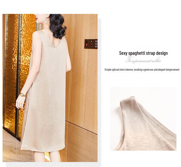 Damen Midikleid aus Satin mit V-Ausschnitt - Kollektion Frühjahr 2025