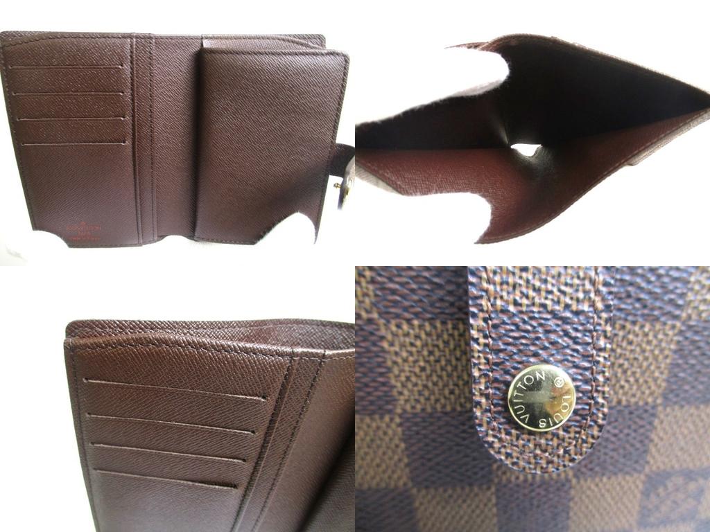Authentic LOUIS VUITTON Damier Brown Leather Bifold Wallet Viennois #a460 Seller refurbished