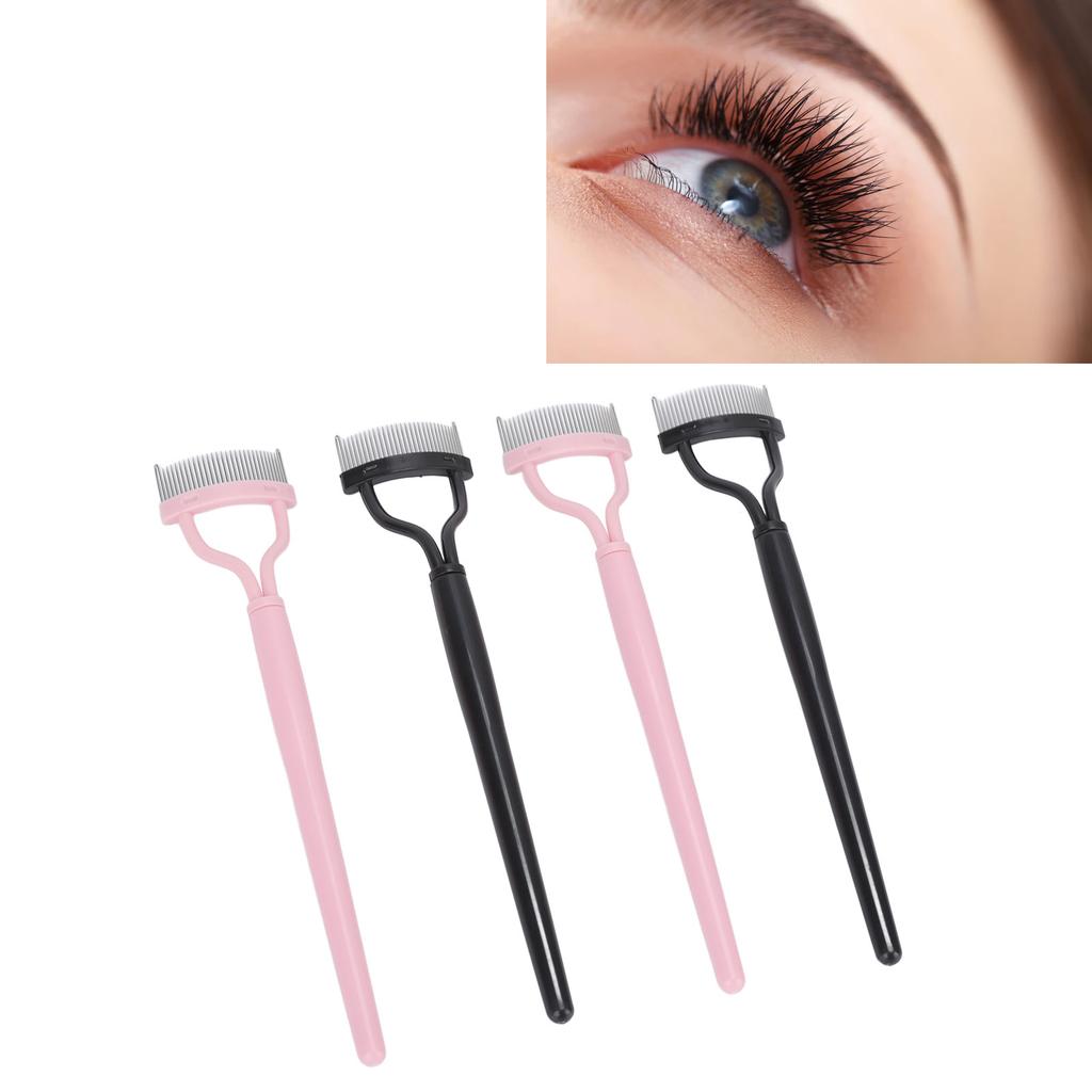 Eyelash Separator Stainless Steel Teeth Portable Cosmetic Brush Mascara Lash Definer with Comb Cover 4pcs