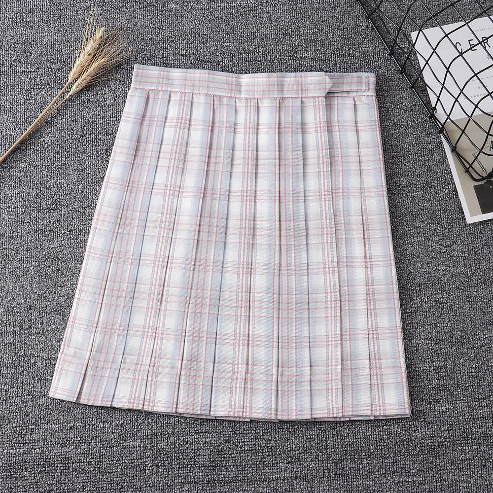 Japanese JK High-Waisted Plaid School Uniform Pleated Skirt by Yimengge