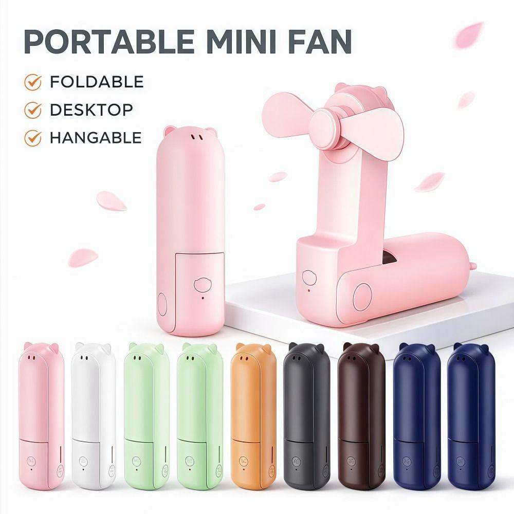 USB Rechargeable Handheld Mini Fan 3 Gears Pocket Silent Fan Folding Flashlight Fan  Summer Outdoor