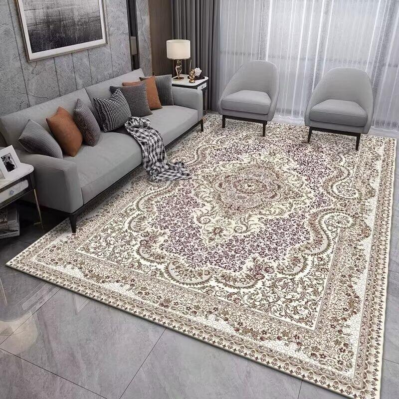 Vintage Wohnzimmerteppich Fußmatte Persischer Stil Imitation Kaschmir Gewaschene Rückseite Ethnischer Stil Teppich Kurzplüsch Großes Zuhause R