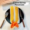 Cute Cartoon Fried Shrimp Plush Pen Bag Kawaii Large Capacity Zipper Soft Pen Case Stationery Storage Bag School Supplies