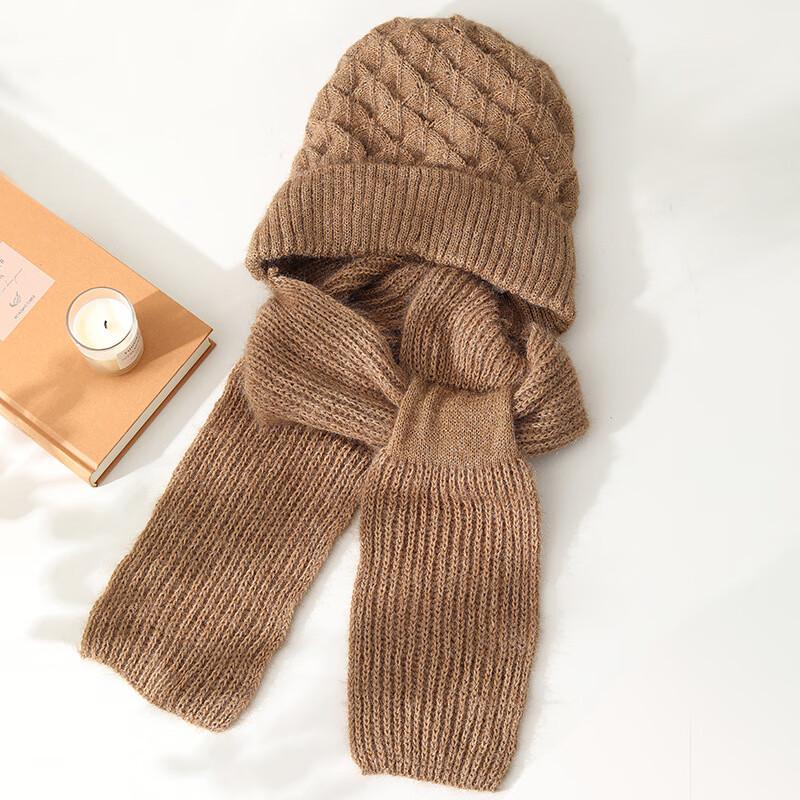 

Женский зимний теплый вязаный шарф-шапка One Size