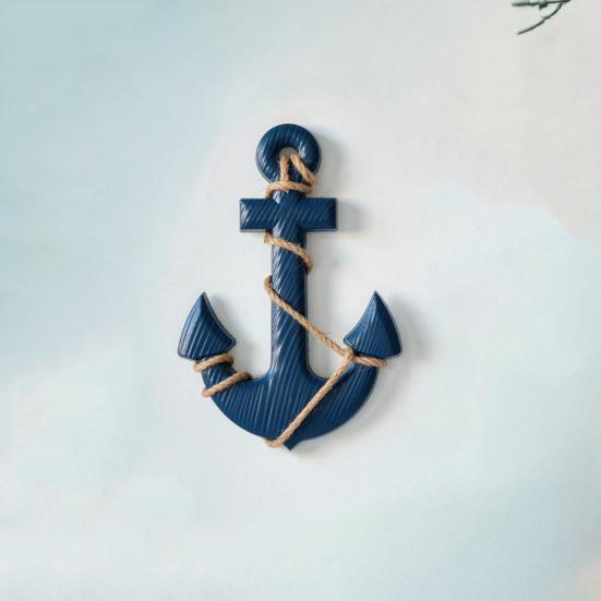 13 Inch Rustic Nautical Wooden Wall Art with Rope Coastal Beach Theme Wall Decor Handcrafted Wall Hanging Ornament for Living Room Bedroom Entryway