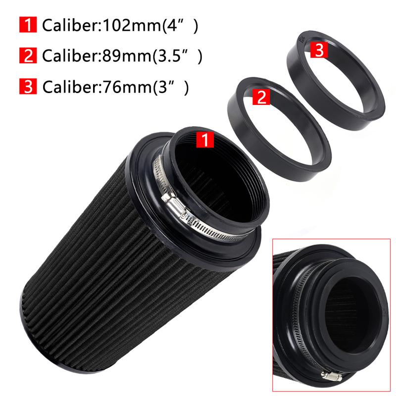 RASTP-3" 3.5" 4" Race Car High Flow Cold Air Intake Air Filter Three Sizes Conical Washable Air Filters 10.6" Tall OFI141
