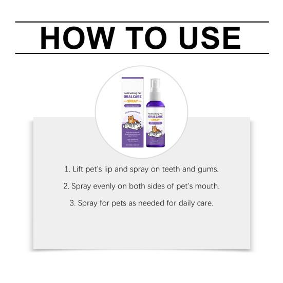 Spray de Cuidado Oral para Mascotas de 50ML Spray Limpiador Sin Cepillado para Dientes de Perros