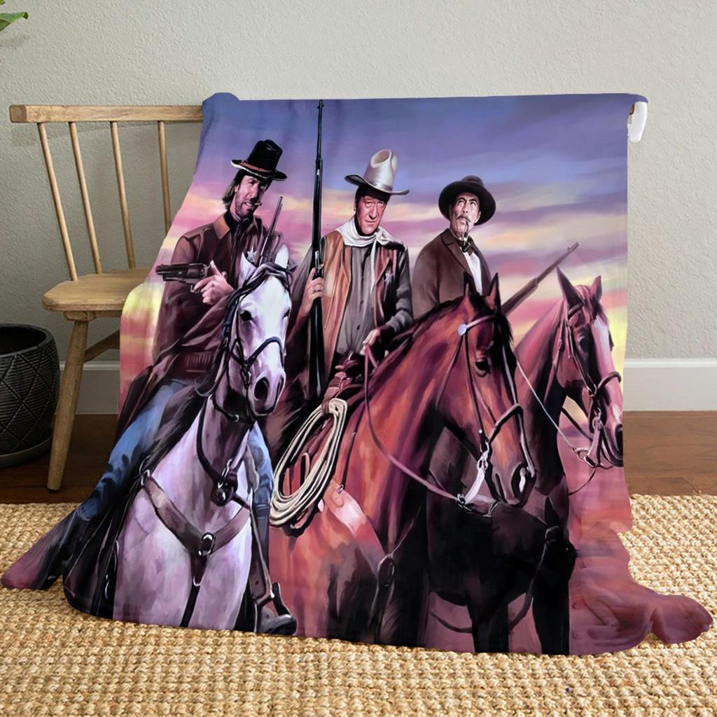 1 pezzo John Wayne Western Cowboy Coperta per cavallo, tutte le stagioni leggera Coperta poster per casa ufficio sonnellino all'aperto multifun Coperta posterionale