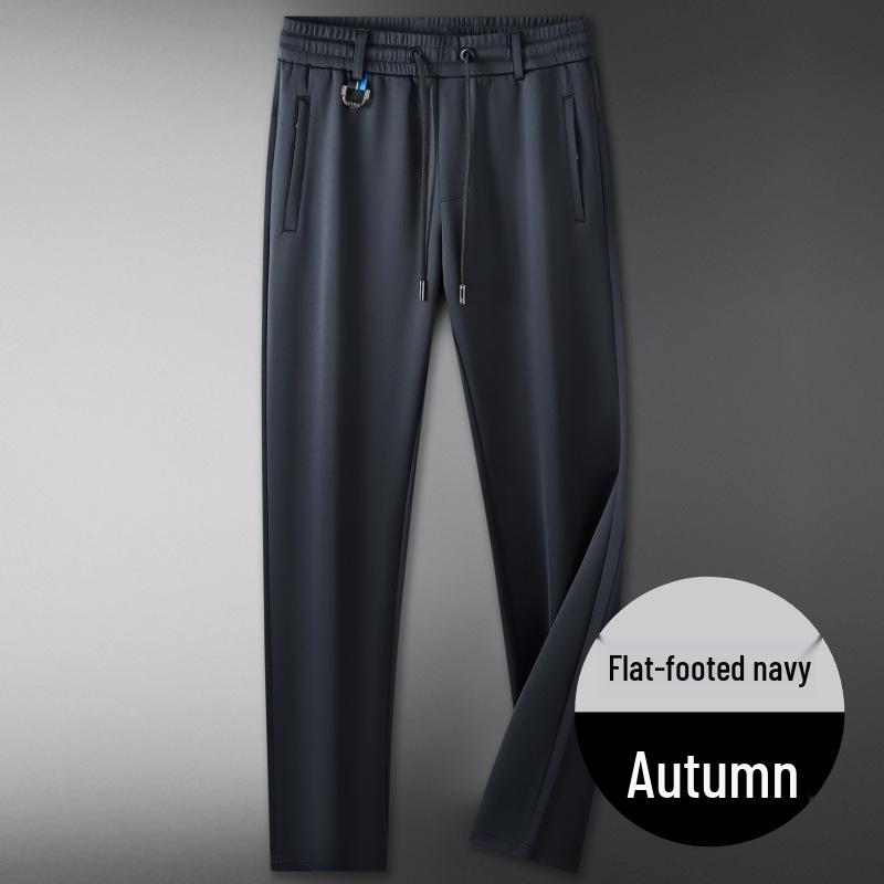 Men's Plus Size Autumn Fleece-Lined Sweatpants - Elastic Waist, Straight Leg Casual Pants