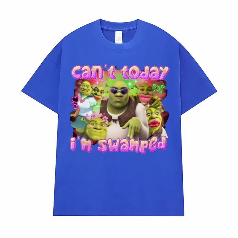 Kann heute nicht, ich bin überhäuft Lustiges Shrek Meme T-Shirt Damenbekleidung Modetrend Hip Hop Hohe Qualität Sommer Freizeit T-Shirts Unisex