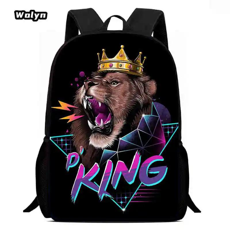 Cartoon School Backpack for Boys Girls,Anime Lion Game Child Backpack for School,Light Weight School Backpack for Kindergarten