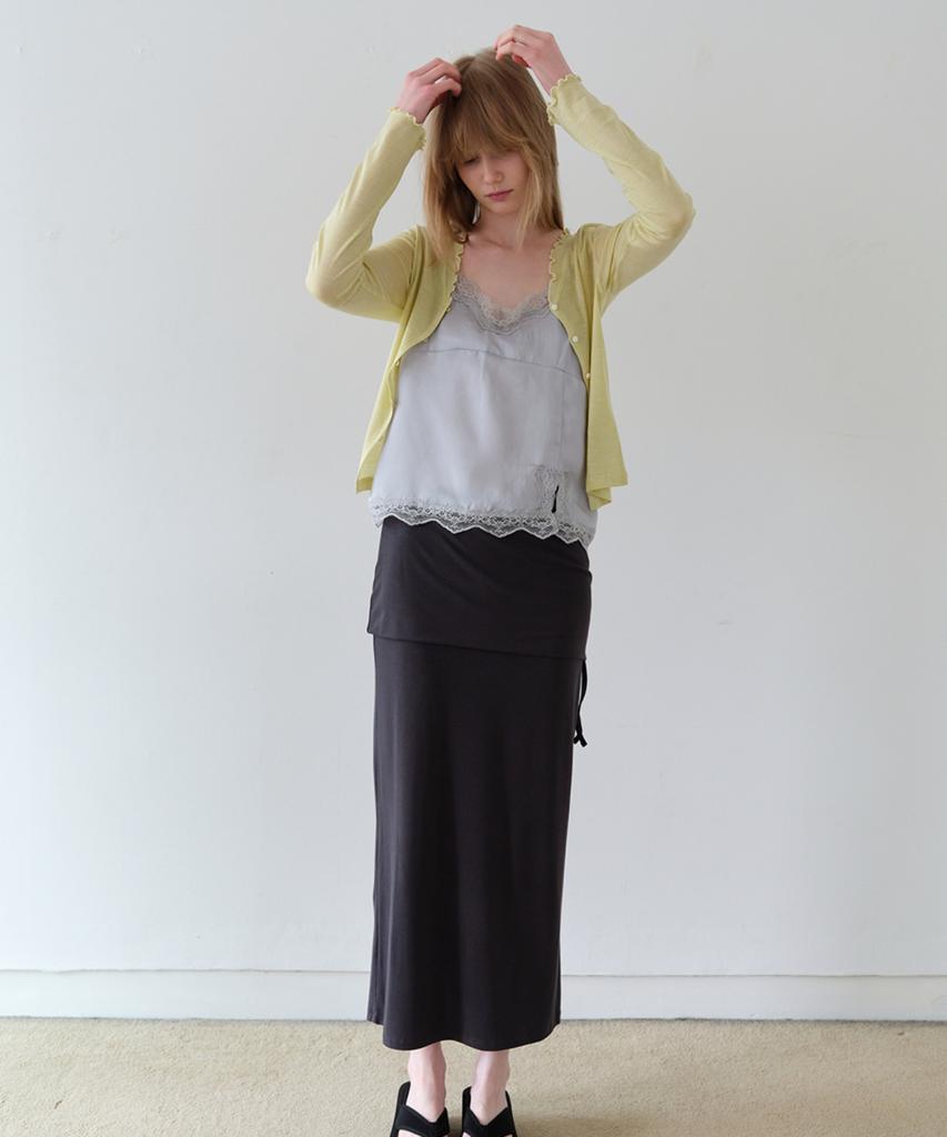 Awi String Shirred Jersey Skirt_Black