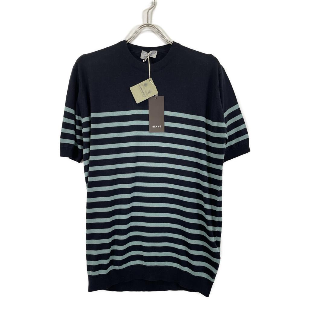 JOHN SMEDLEY BEAMS Exclusive HAYES NVxGR 30G Cotton Short Sleeve Knit tops L NavyUsed