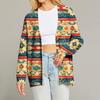 Women's Fashion Long Sleeve Christmas Print V-Neck Button Loose Cardigan Top