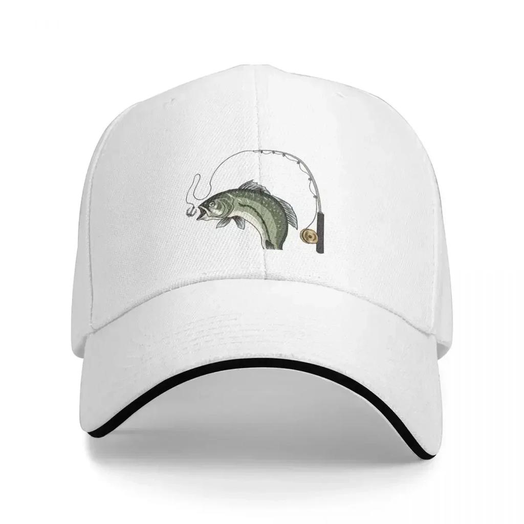 Fish with Rod and Reel Gone FishingCap Baseball Cap streetwear Rugby Unisex cap Womens