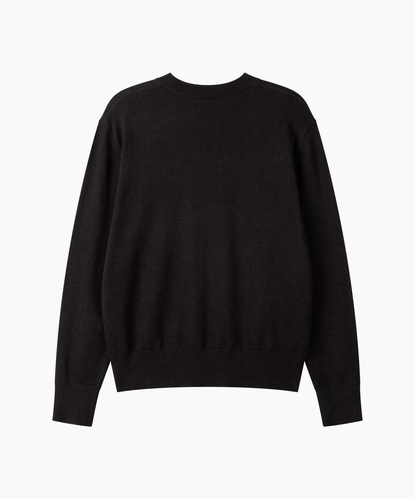 Leondi Min Side Button V-Neck Knit - Black