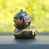 Cool Duck Car Dashboard Ornament with Propeller Helmet, Metal Gun, and Sunglasses - PVC Material - Car Interior Decoration Accessory