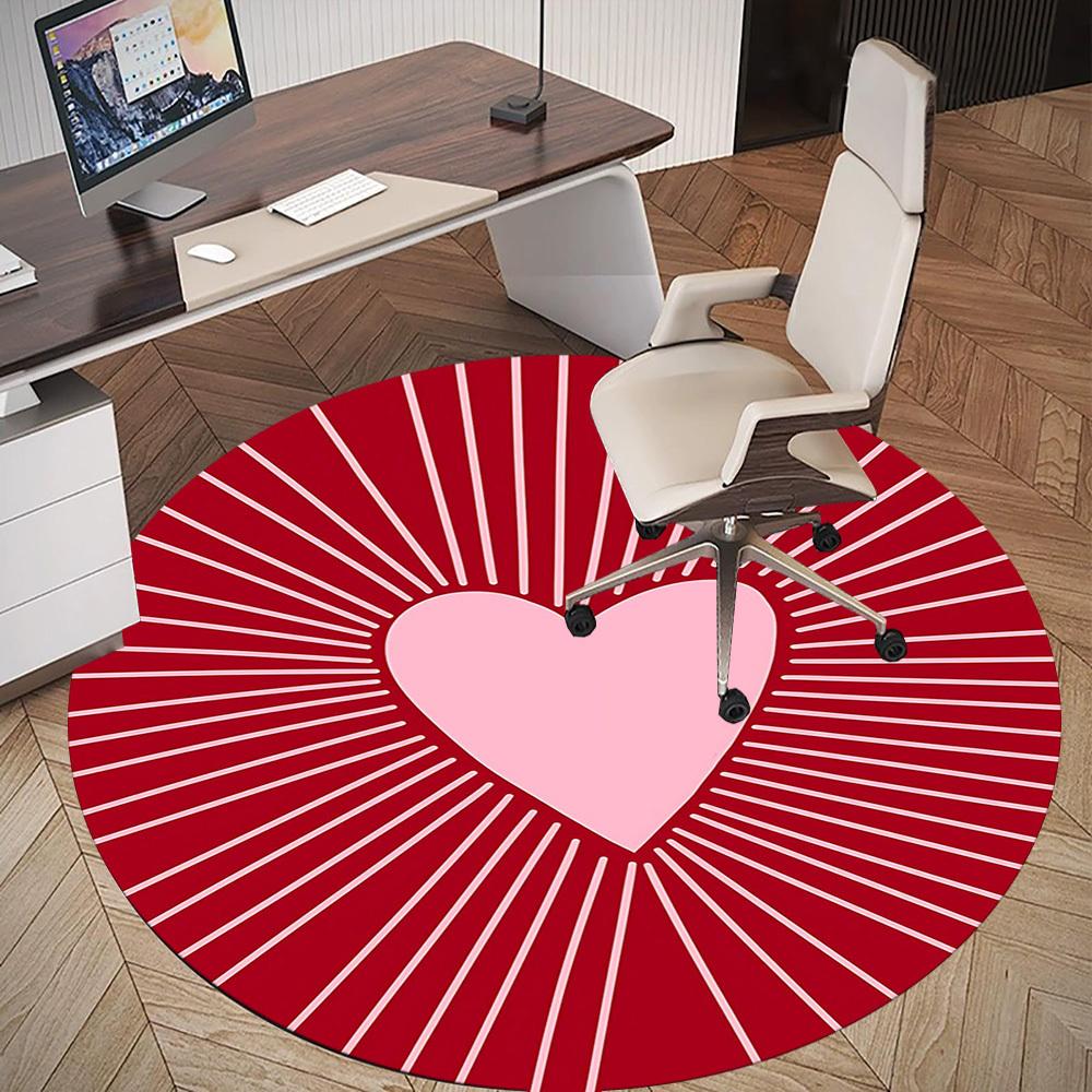 1pc heart love Round Chair mat Area Rug - Non-Slip, Floor Mat for Office, Bedroom, and Indoor Decor c1125055