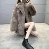 Imitation fox fur jacket women's suit collar Haining medium and long fur integrated thin fur coat