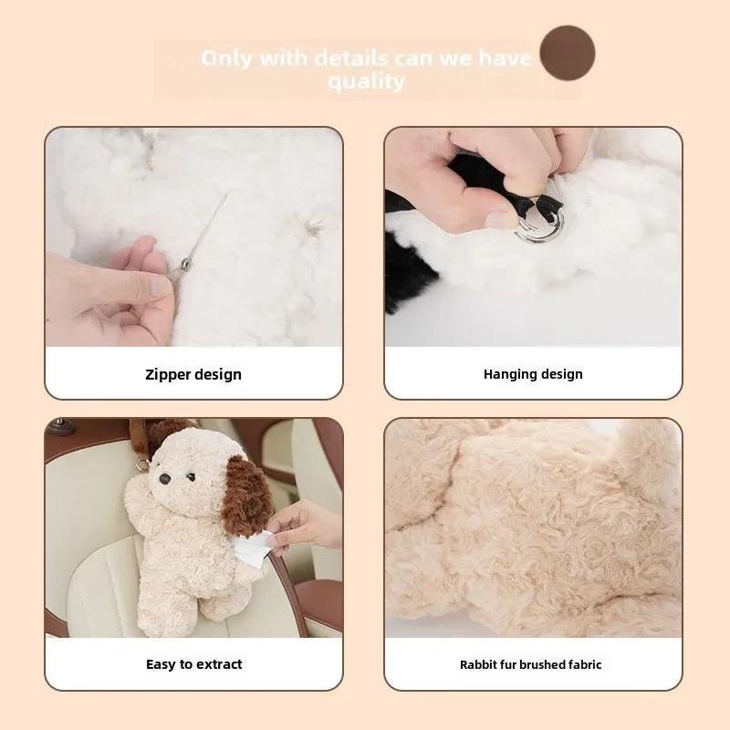 1pc Universal Car Tissue Hanger Doll Cute Creative Hanging Tissue Holder Plush Vehicle Tissue Case Paper Box