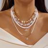 4Pcs/Set Multilayer Starfish Pendant Necklace Boho Clavicle Chain Vintage Seashell Choker  Gifts
