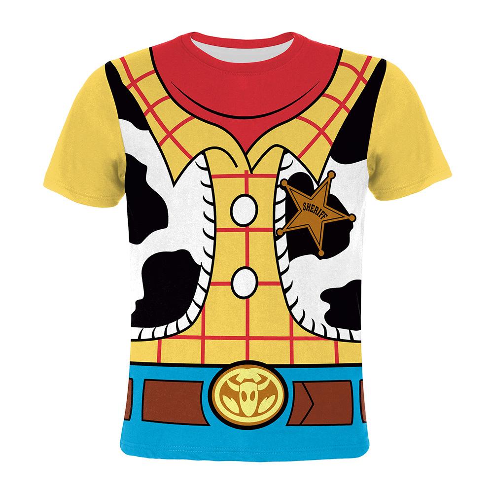 2026 Nuovo Toy Story Woody Cowboy T-shirt Stampata 3D per Bambini Cosplay Manica Corta Costume per Esibizioni sul Palco
