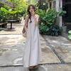 French Temperament Sleeveless Cotton and Linen Dress Women's 2026 Summer New Design Back Hollow Round Neck Vest Skirt