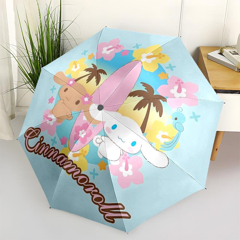 

1pc Cinnamoroll Summer Fun Auto Open Close Umbrella - Portable Three-Fold Design with Iron Frame - Outdoor - Ideal Gift for Fans, Travelers, Everyday