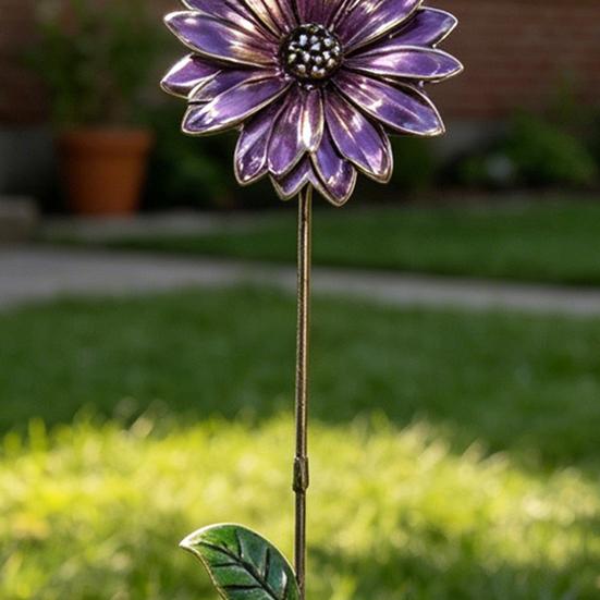 Metal Flower Garden Stake Decorative Flowers Yard Art for Spring Outdoor Yard Porch Lawn Pathway Pot Decoration