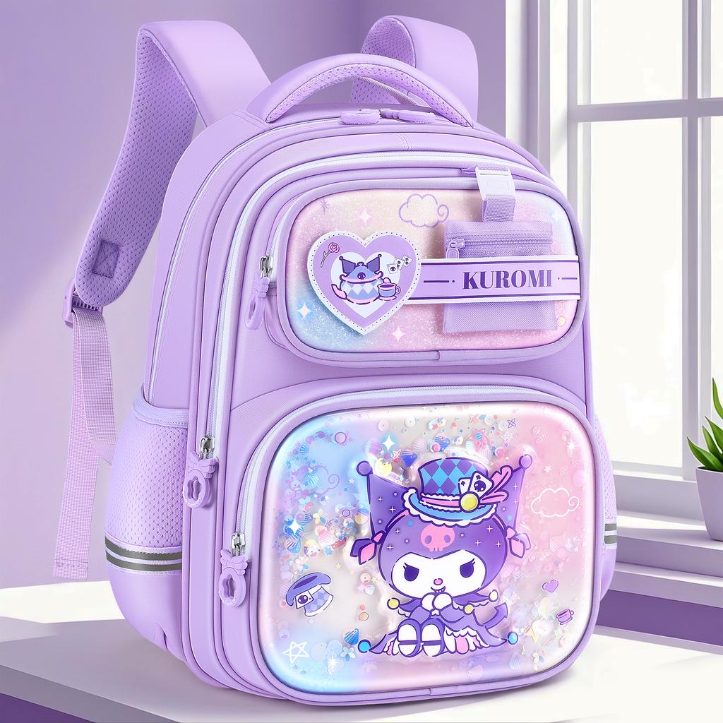 New Sanrio Kuromi My Melody Cinnamoroll Polyester Student Bag Regular Women's Purple/Pink KT0236B