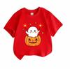 Kids Boys Girls 100% Cotton Crew Neck Short Sleeve T-Shirt, Cute Ghost In Pumpkin Hold Sparklers Print Casual Halloween Tee for Children Daily Wear Pa
