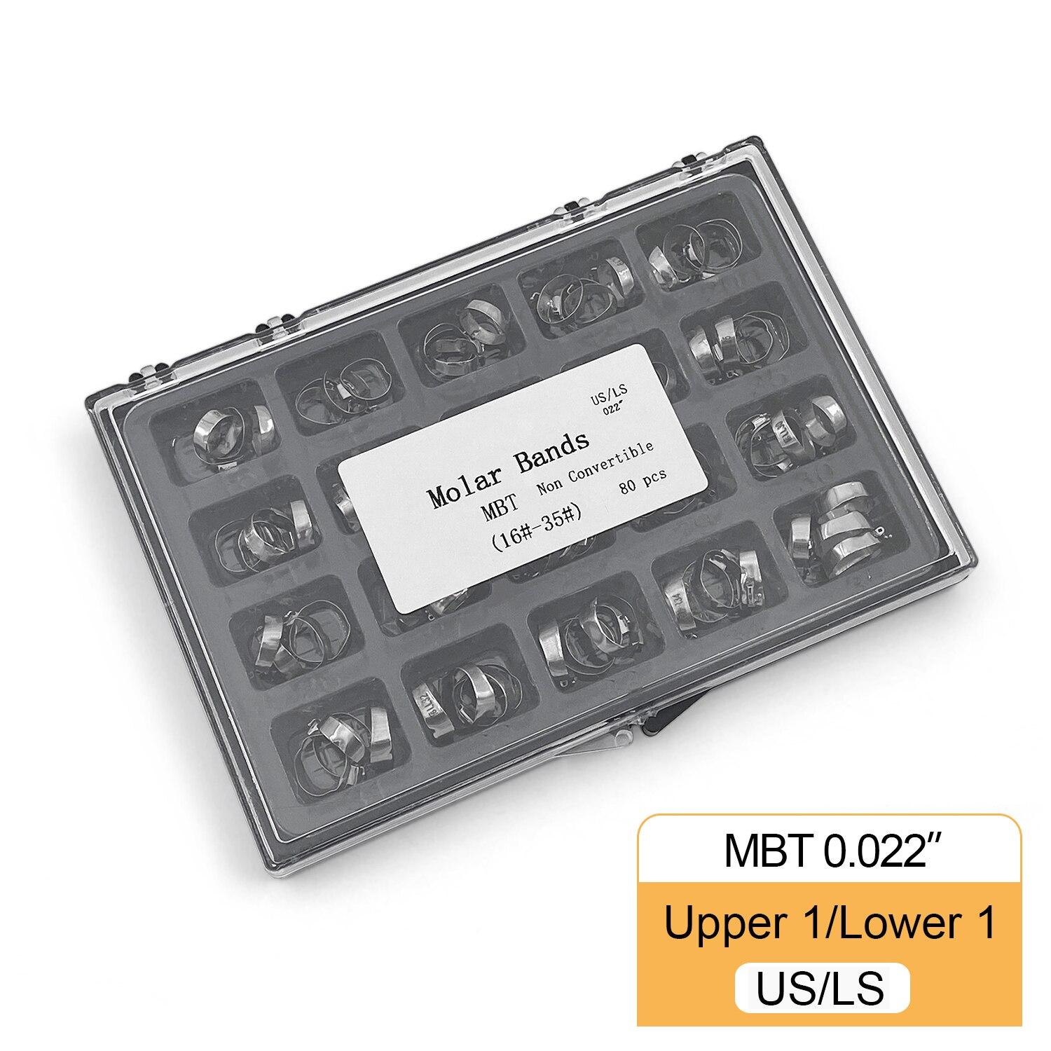

80 шт./кор., стоматологические ортодонтические ленты из нержавеющей стали с буккальной трубкой, первый моляр Roth/MBT 022 16 #-35 #, буккальные трубки MBT.022 US-LS