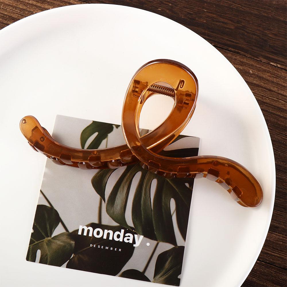 Snake Shape Cross Shark Clip Transparent Wave Hair Clip Elegant Plastic Hair Claw  Daily